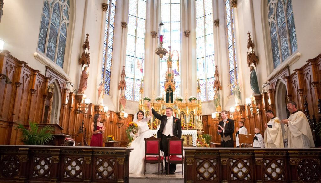 bride and groom st. Joseph church detroit