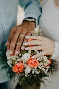 wedding couple rings and hands 