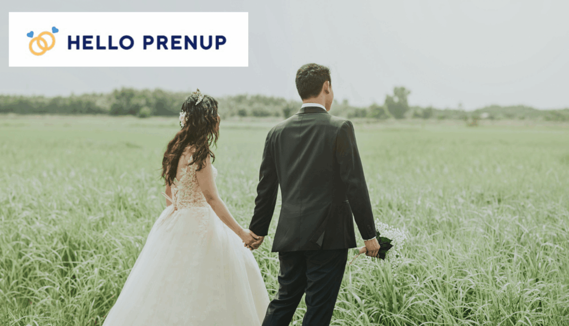 bride and groom in a field