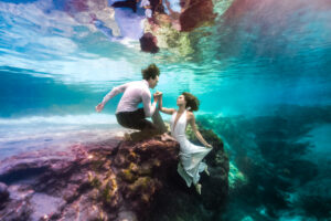 Metro Detroit wedding planner bride and groom underwater Ray Anthony Photography