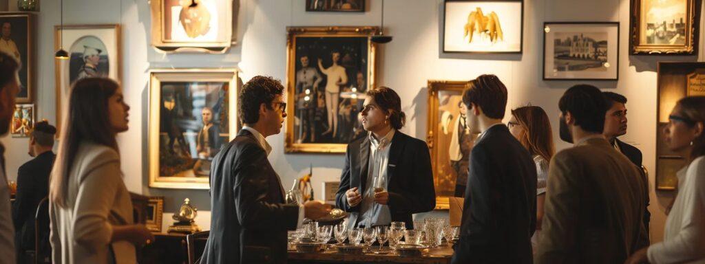 group of people enjoying a palm springs art gallery