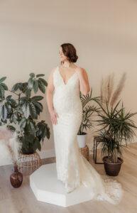 bride in white wedding dress 